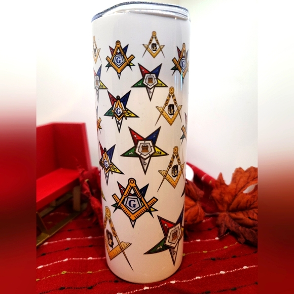 MASON EASTERN STAR tumbler cup, Stainless steel 20 oz w/lid NWT - Picture 3 of 5